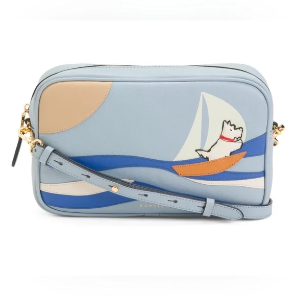 💙🔹️RADLEY LONDON🔹️ Blue Leather Shore Thing small Zip top  Crossbody Bag - Picture 8 of 8